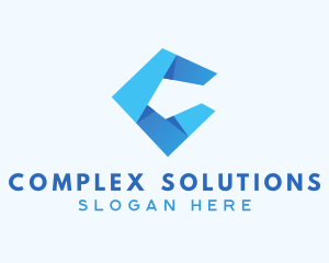 Blue Origami Letter C logo design