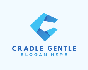 Blue Origami Letter C logo design