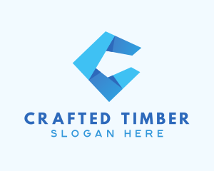 Blue Origami Letter C logo design