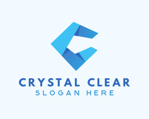 Blue Origami Letter C logo design