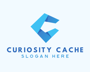 Blue Origami Letter C logo design