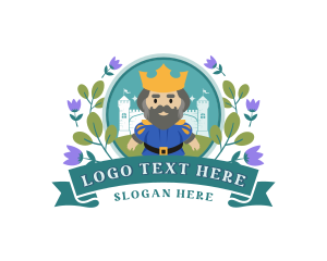 Cute Floral King Cartoon logo