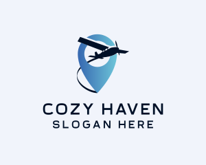 Plane Travel Location Pin logo design