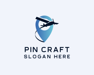 Plane Travel Location Pin logo design