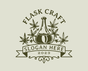 Marijuana Leaf Flask logo design