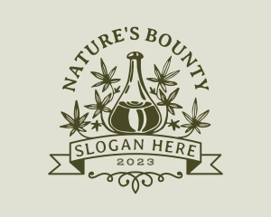 Marijuana Leaf Flask logo design