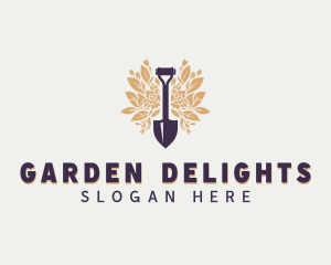 Shovel Garden Leaves logo design