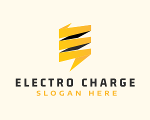 Lightning Power Letter E logo design