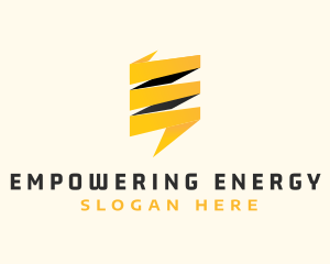 Lightning Power Letter E logo design