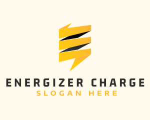 Lightning Power Letter E logo design