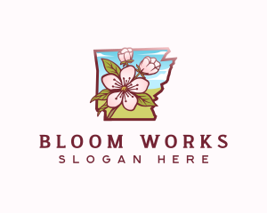 Apple Blossom Arkansas Flower logo design