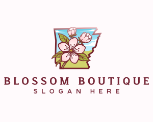 Apple Blossom Arkansas Flower logo design