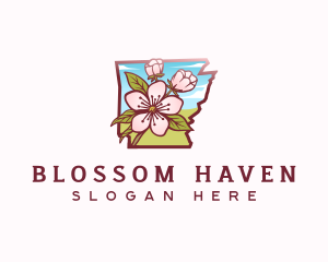 Apple Blossom Arkansas Flower logo design