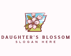 Apple Blossom Arkansas Flower logo design