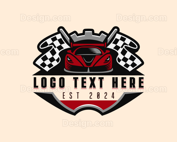 Sports Car Race Flag Logo