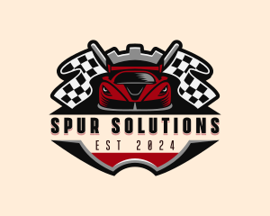 Sports Car Race Flag Logo