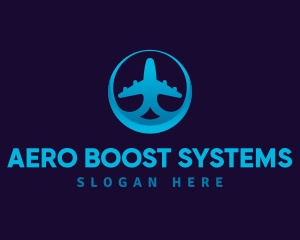 Blue Gradient Airplane logo design