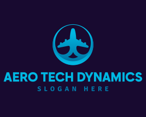 Blue Gradient Airplane logo design