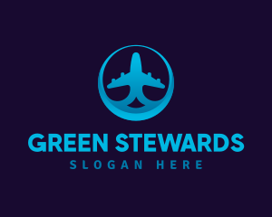 Blue Gradient Airplane logo design