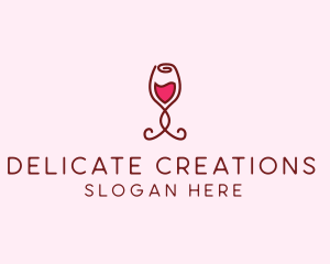 Rose Wine Glass logo design