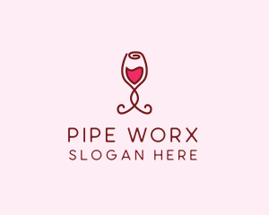 Rose Wine Glass logo design