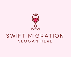 Rose Wine Glass logo design