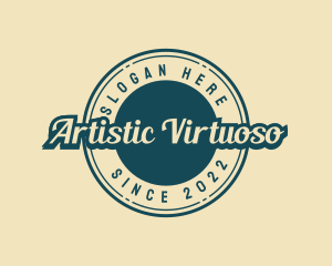 Retro Cursive Circle logo design