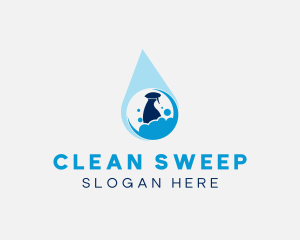 Water Droplet Cleaning Sprayer logo design