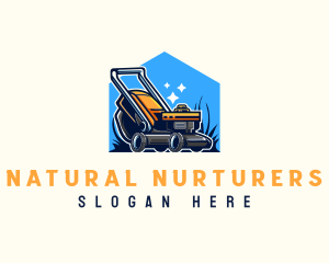 Lawn Mower Equipment Gardening logo design