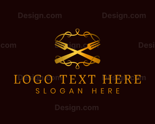 Elegant Ornamental Fork Logo