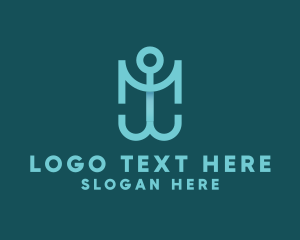 Blue Anchor Letter M Logo