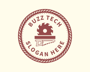 Wood Carpentry Buzz Saw logo design