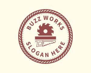 Wood Carpentry Buzz Saw logo design