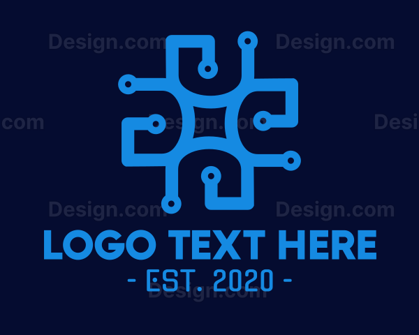 Blue Circuit Pattern Logo