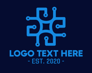 Technological - Blue Circuit Pattern logo design