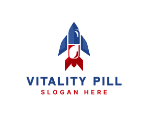 Pill Medicine Rocket Pharmacy logo design