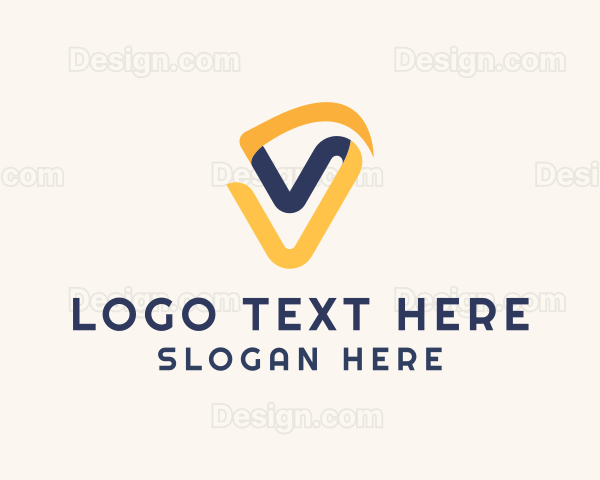 Digital Ribbon Letter V Logo