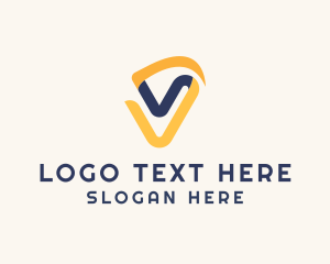 Digital Ribbon Letter V Logo