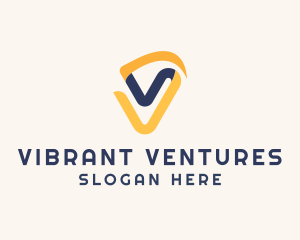 Digital Ribbon Letter V logo design