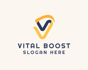 Digital Ribbon Letter V logo design