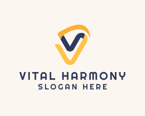 Digital Ribbon Letter V logo design