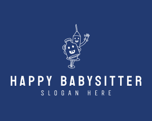 Happy Vaccine Syringe logo design