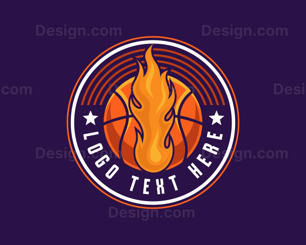 Basketball Fire Hoop Logo