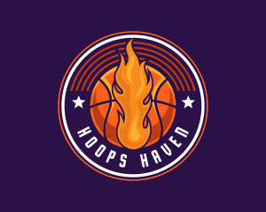 Basketball Fire Hoop logo design