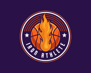 Basketball Fire Hoop logo design