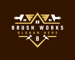 Paint Brush Roof Hammer logo design