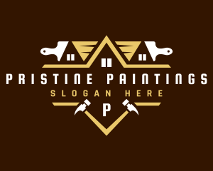 Paint Brush Roof Hammer logo design