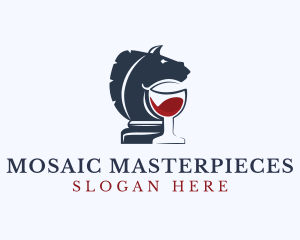 Knight Chess Piece Wine logo design