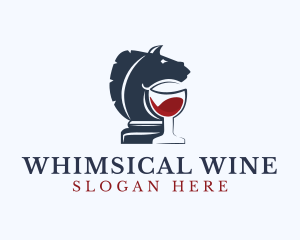 Knight Chess Piece Wine logo design