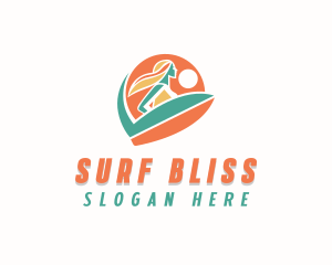 Surfer Woman Surfboard logo